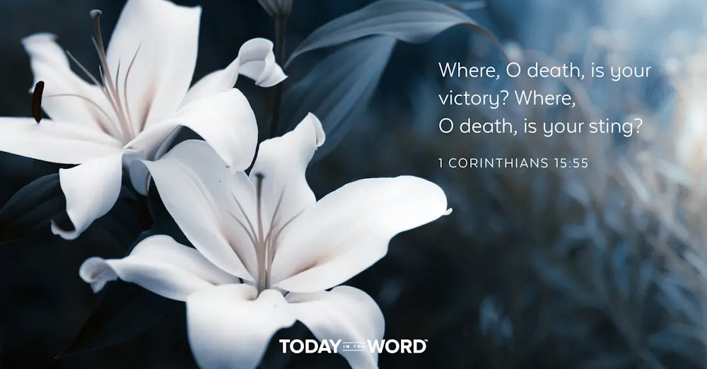 Daily Devotional Bible Verse | 1 Corinthians 15:55 Where, O death, is your victory? Where,  O death, is your sting?