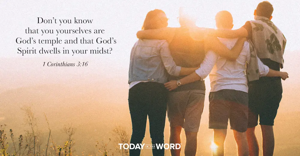 Daily Devotional Bible Verse | 1 Corinthians 3:16 Don't you know that you yourselves are God's temple and that God's Spirit dwells in your midst?