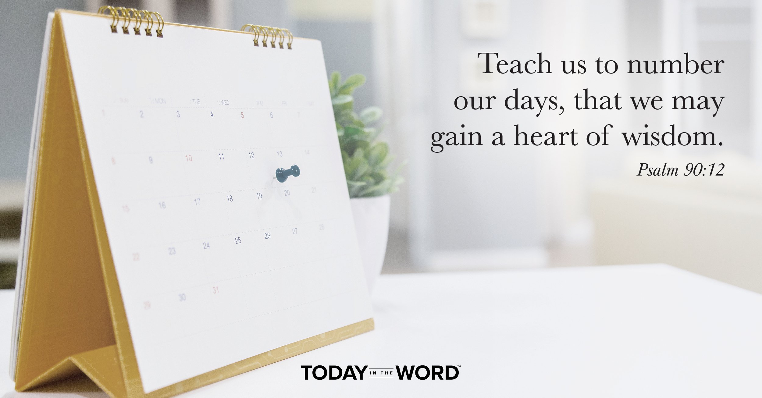 Daily Devotional Bible Verse | Psalm 90:12 Teach us to number our days, that we may gain a heart of wisdom.