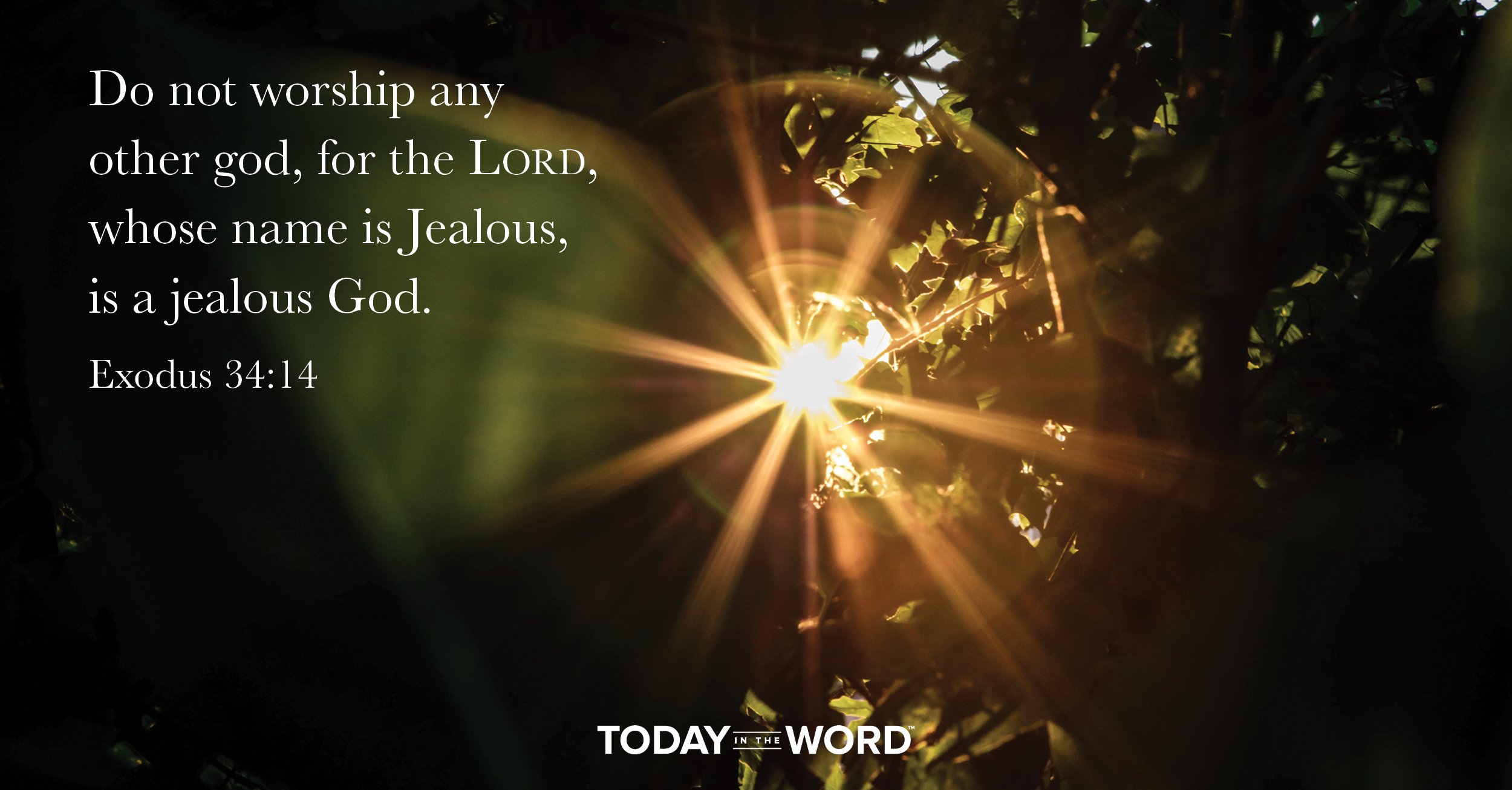 Daily Devotional Bible Verse | Exodus 34:14 Do not worship any other god, for the Lord, whose name is Jealous, is a jealous God.