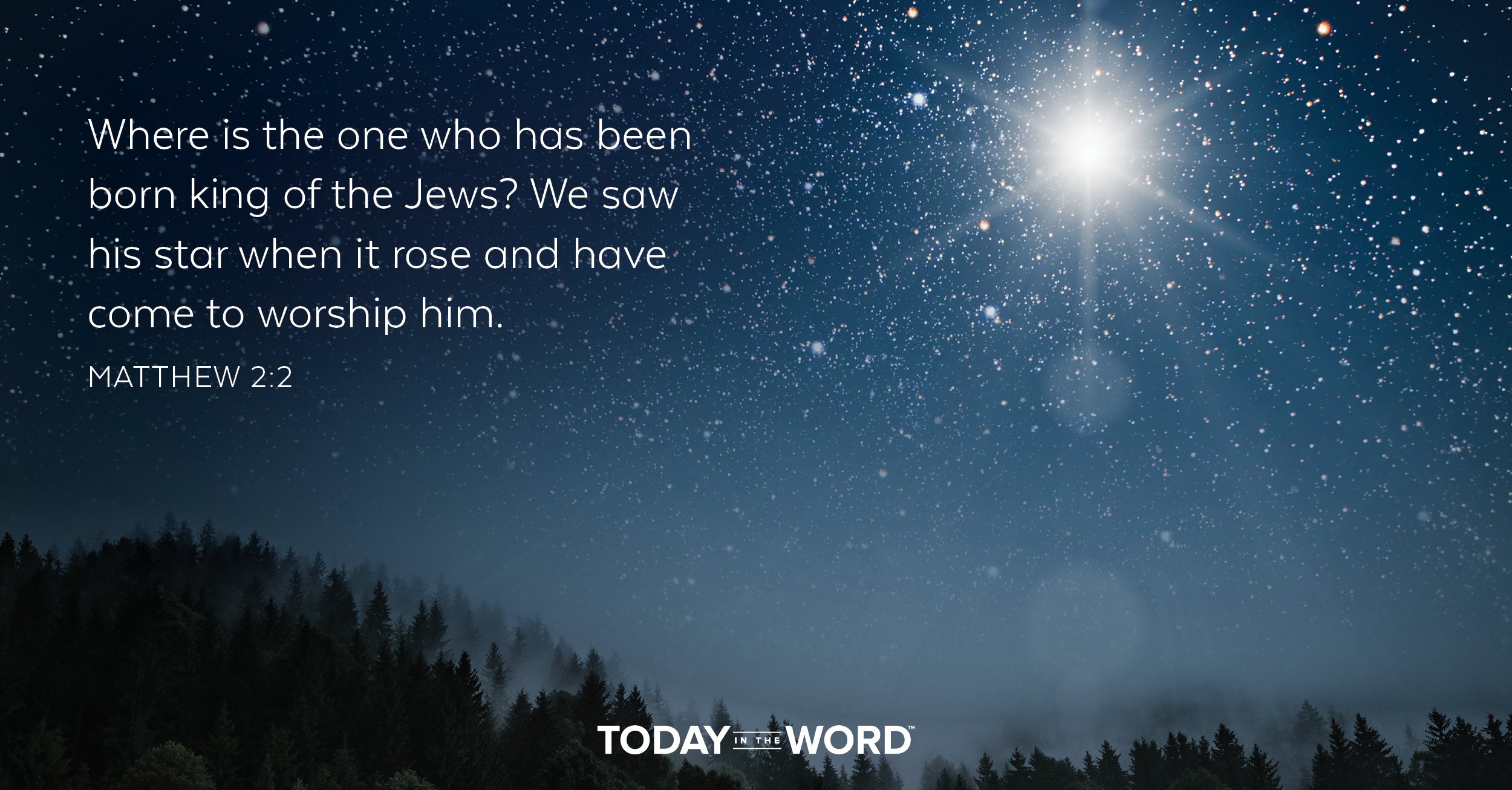 Daily Devotional Bible Verse | Matthew 2:2 Where is the one who has been born king of the Jews? We saw his star when it rose and have come to worship him.