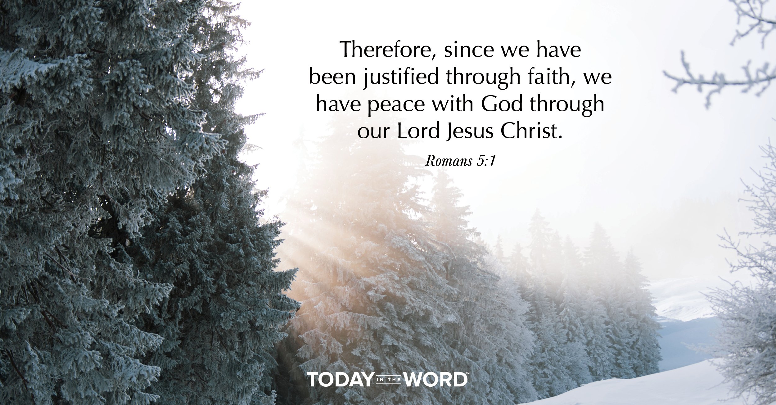 Daily Devotional Bible Verse | Romans 5:1 Therefore, since we have been justified through faith, we have peace with God through our Lord Jesus Christ.