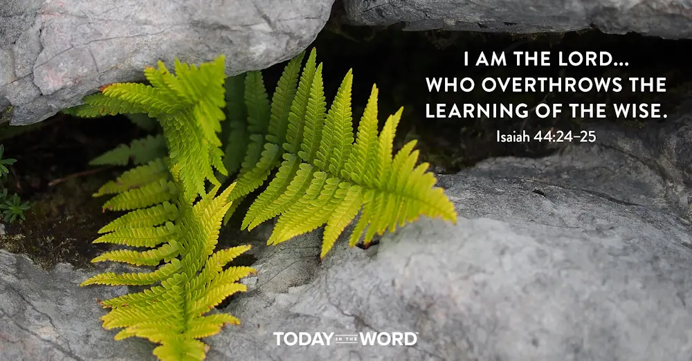 Daily Devotional Bible Verse | Isaiah 44:24-25 I am the Lord... who overthrows the learning of the wise.