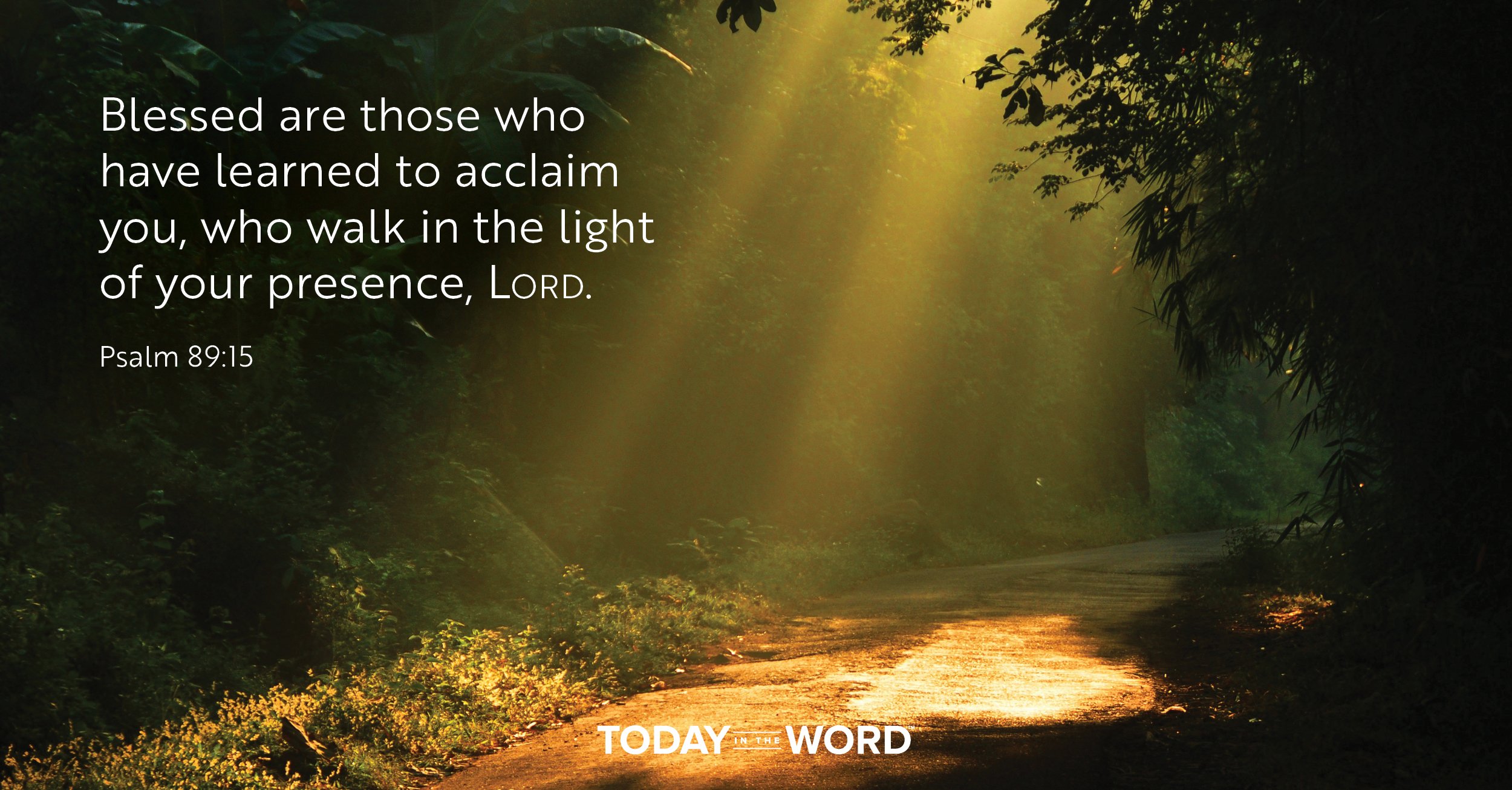 Daily Devotional Bible Verse | Psalm 89:15 Blessed are those who have learned to acclaim you, who walk in the light of your presence, Lord.