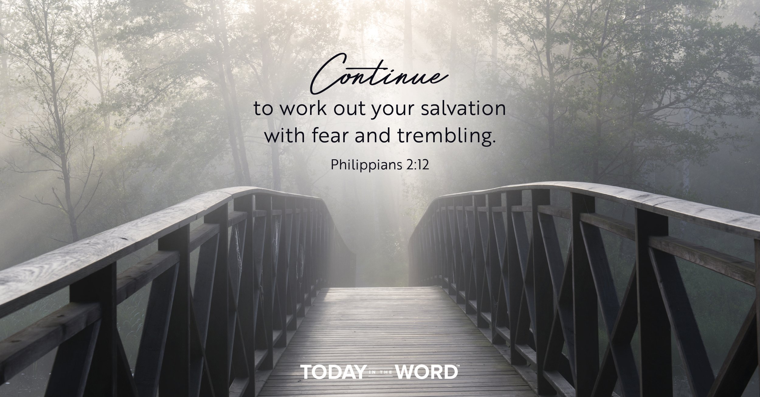 Daily Devotional Bible Verse | Philippians 2:12 Continue to work out your salvation with fear and trembling.