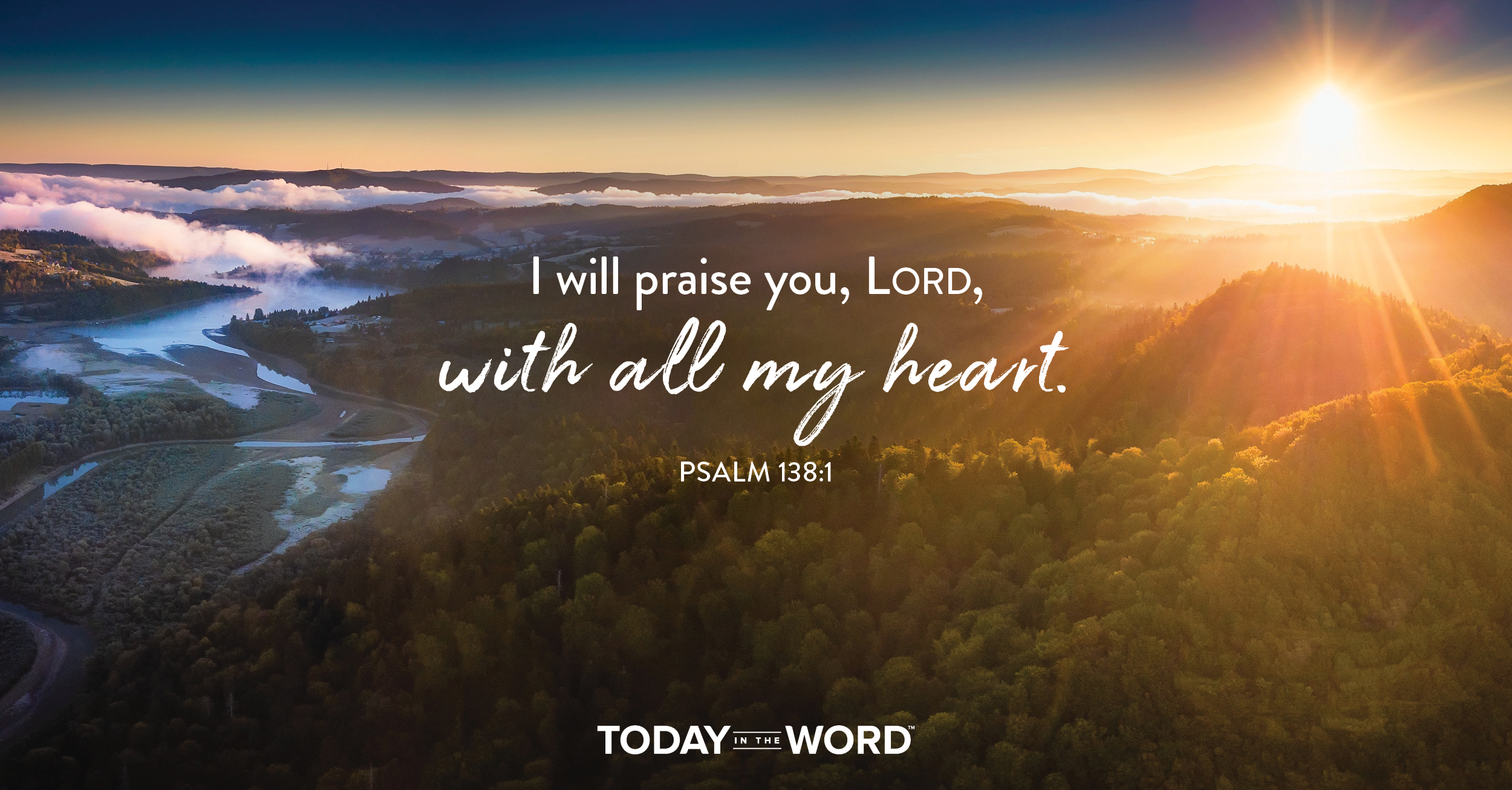 Daily Devotional Bible Verse | Psalm 138:1 I will praise you, Lord, with all my heart.