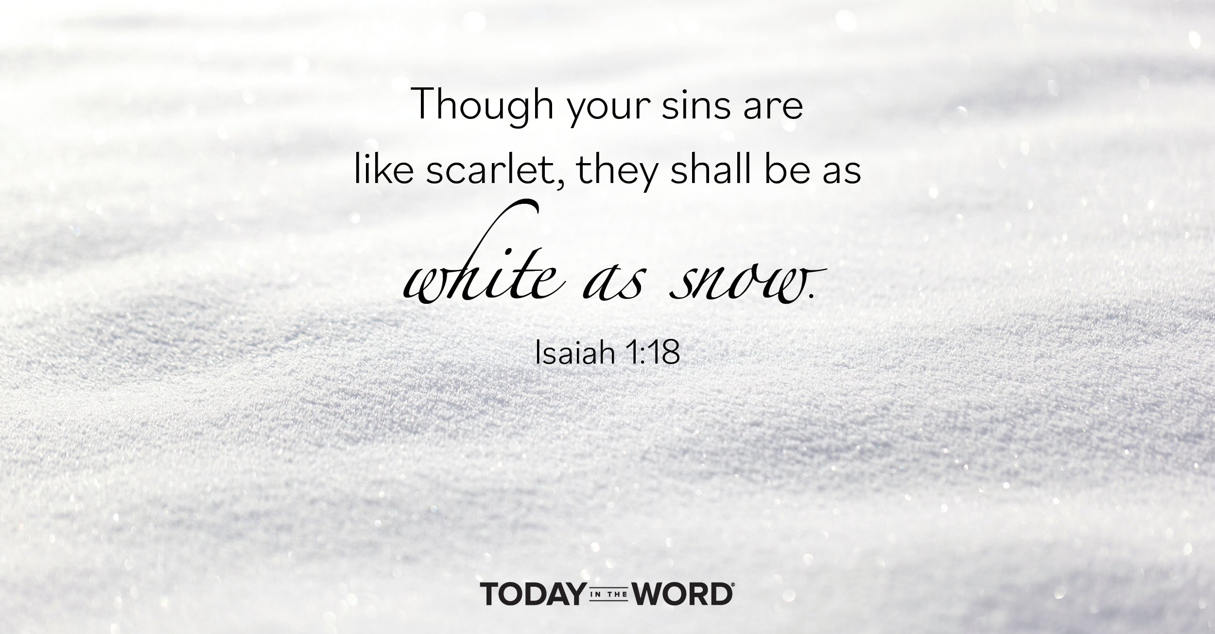 Daily Devotional Bible Verse | Isaiah 1:18 Though your sins are like scarlet, they shall be as white as snow.