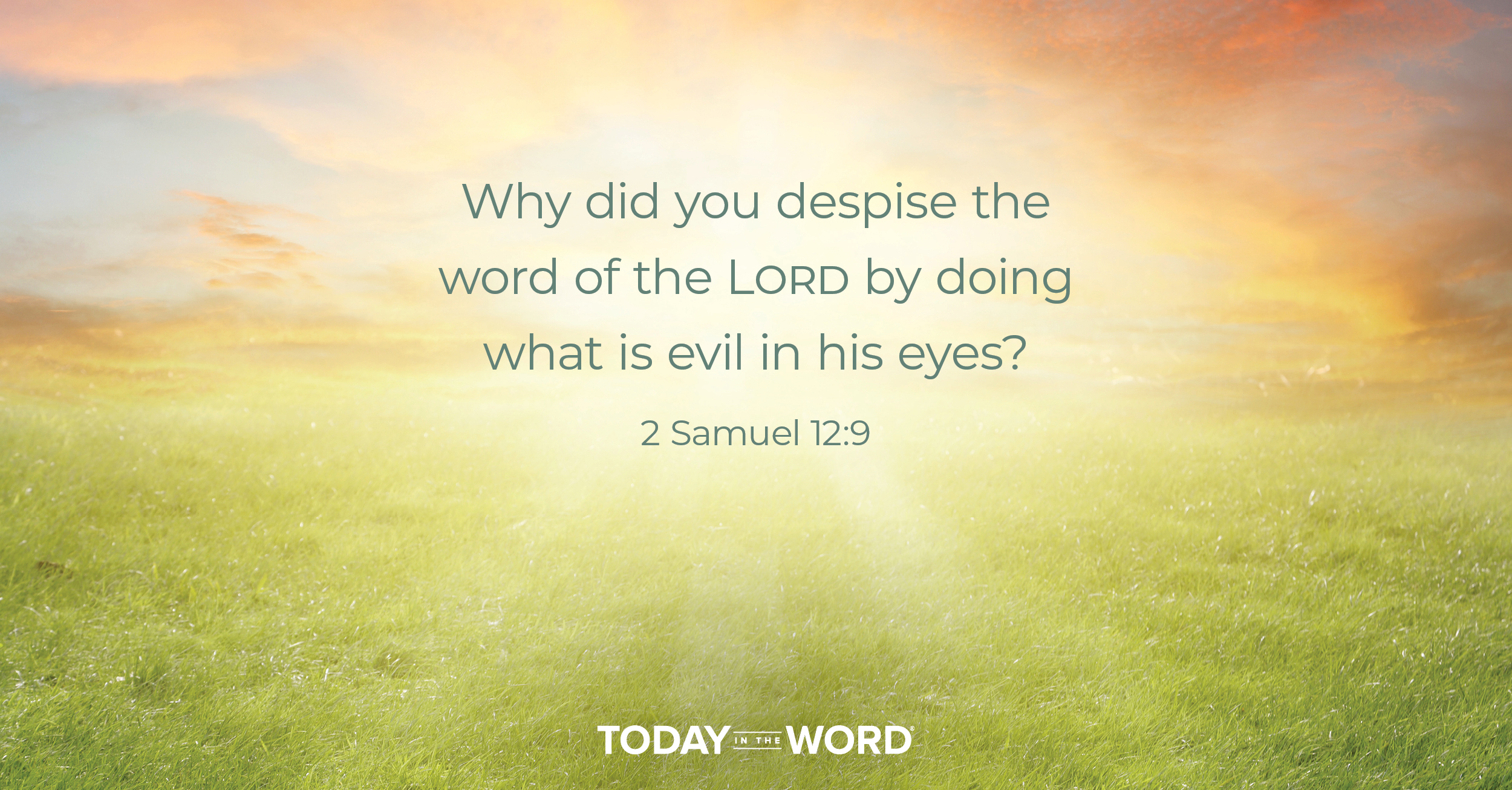 Daily Devotional Bible Verse | 2 Samuel 12:9 Why did you despise the word of the Lord by doing what is evil in his eyes?