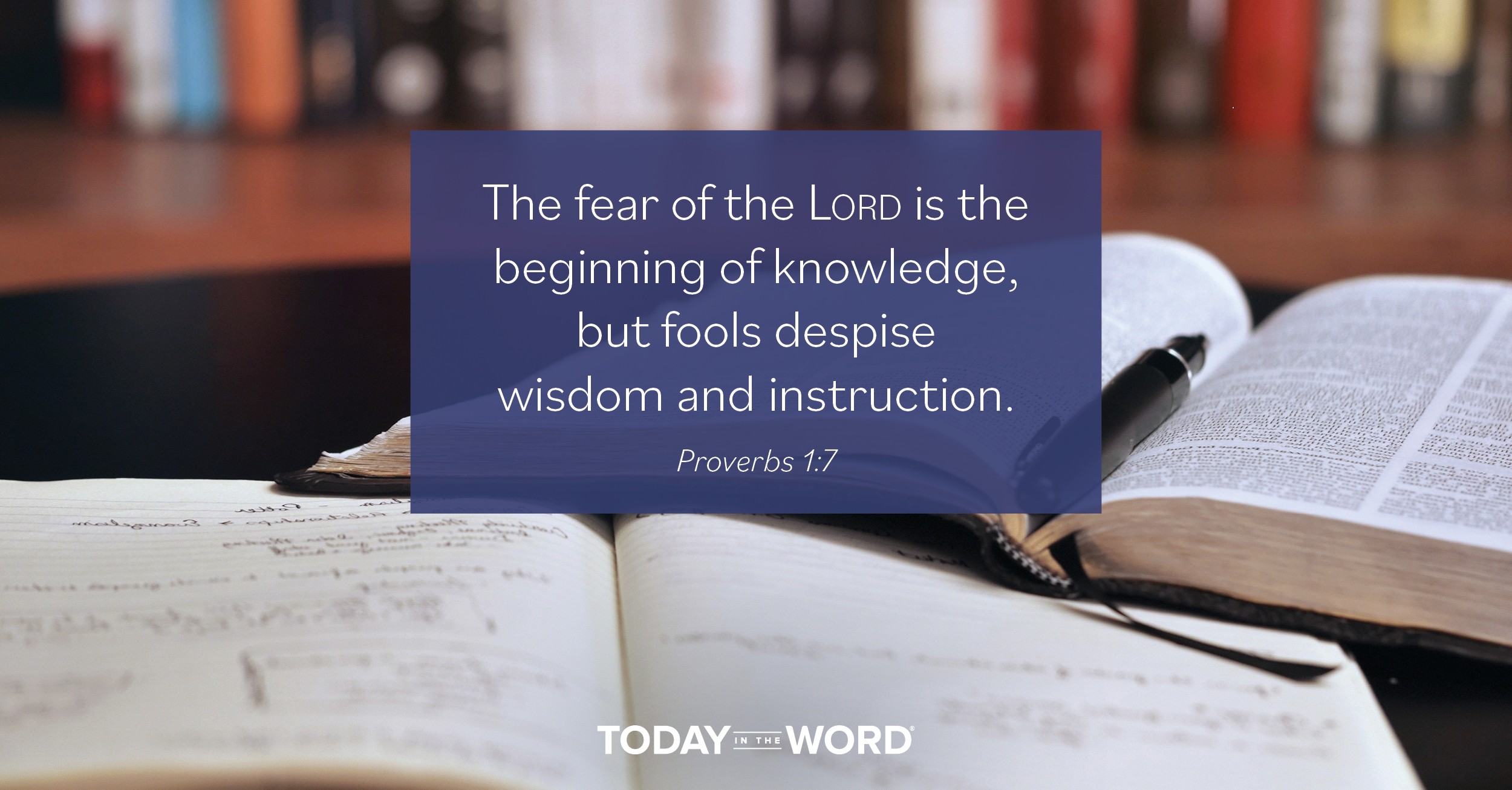 Daily Devotional Bible Verse | Proverbs 1:7 The fear of the Lord is the beginning of knowledge, but fools despise wisdom and instruction.