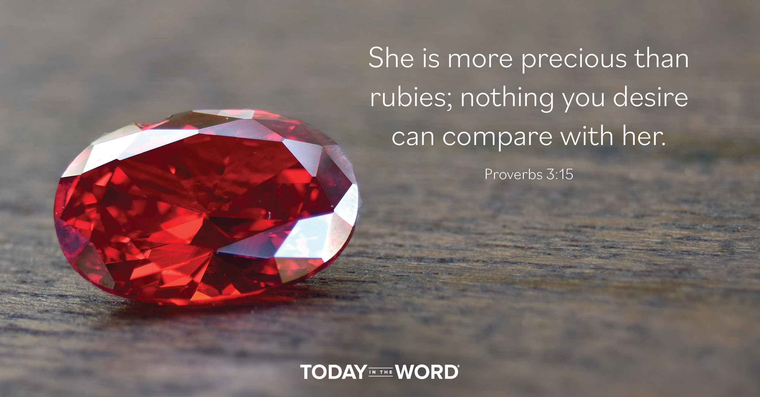 Daily Devotional Bible Verse | Proverbs 3:15 She is more precious than rubies; nothing you desire can compare with her.