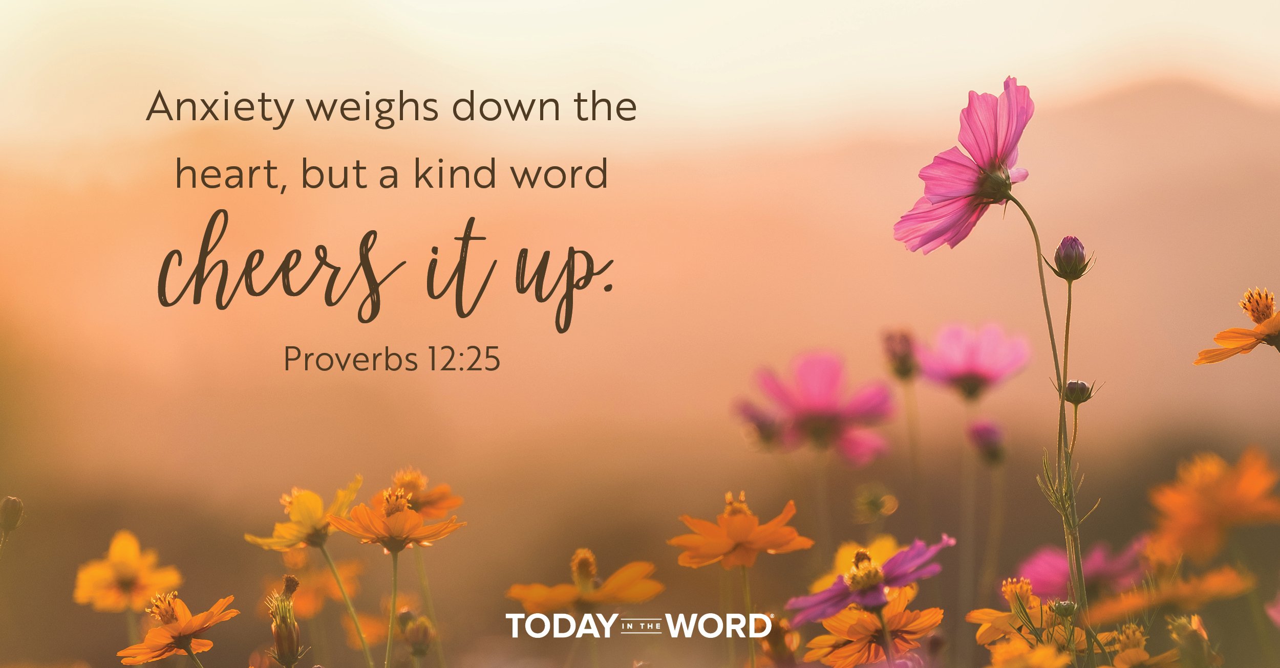 Daily Devotional Bible Verse | Proverbs 12:25 Anxiety weighs down the heart, but a kind word cheers it up.