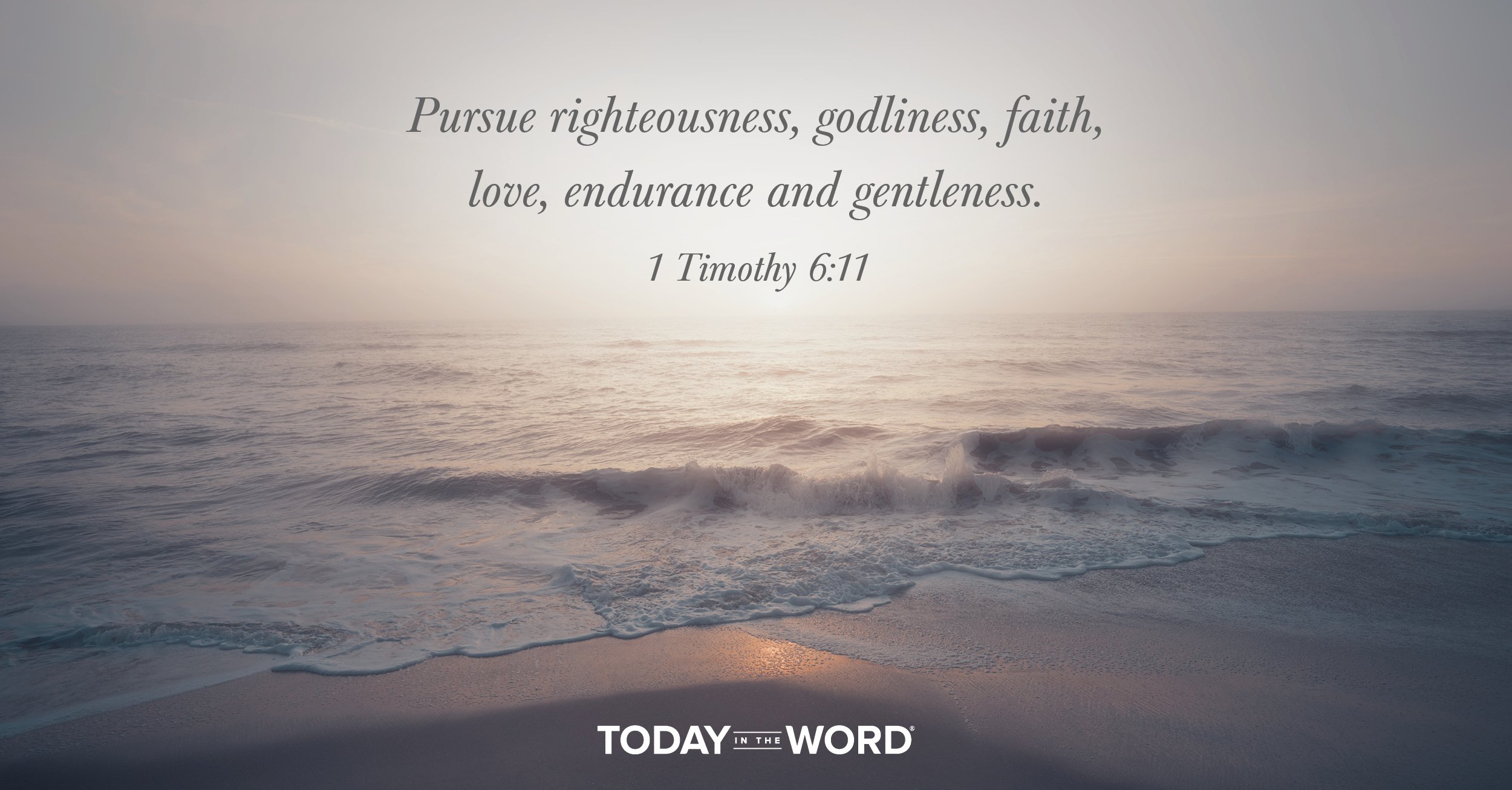 Daily Devotional Bible Verse | 1 Timothy 6:11 Pursue righteousness, godliness, faith, love, endurance and gentleness.