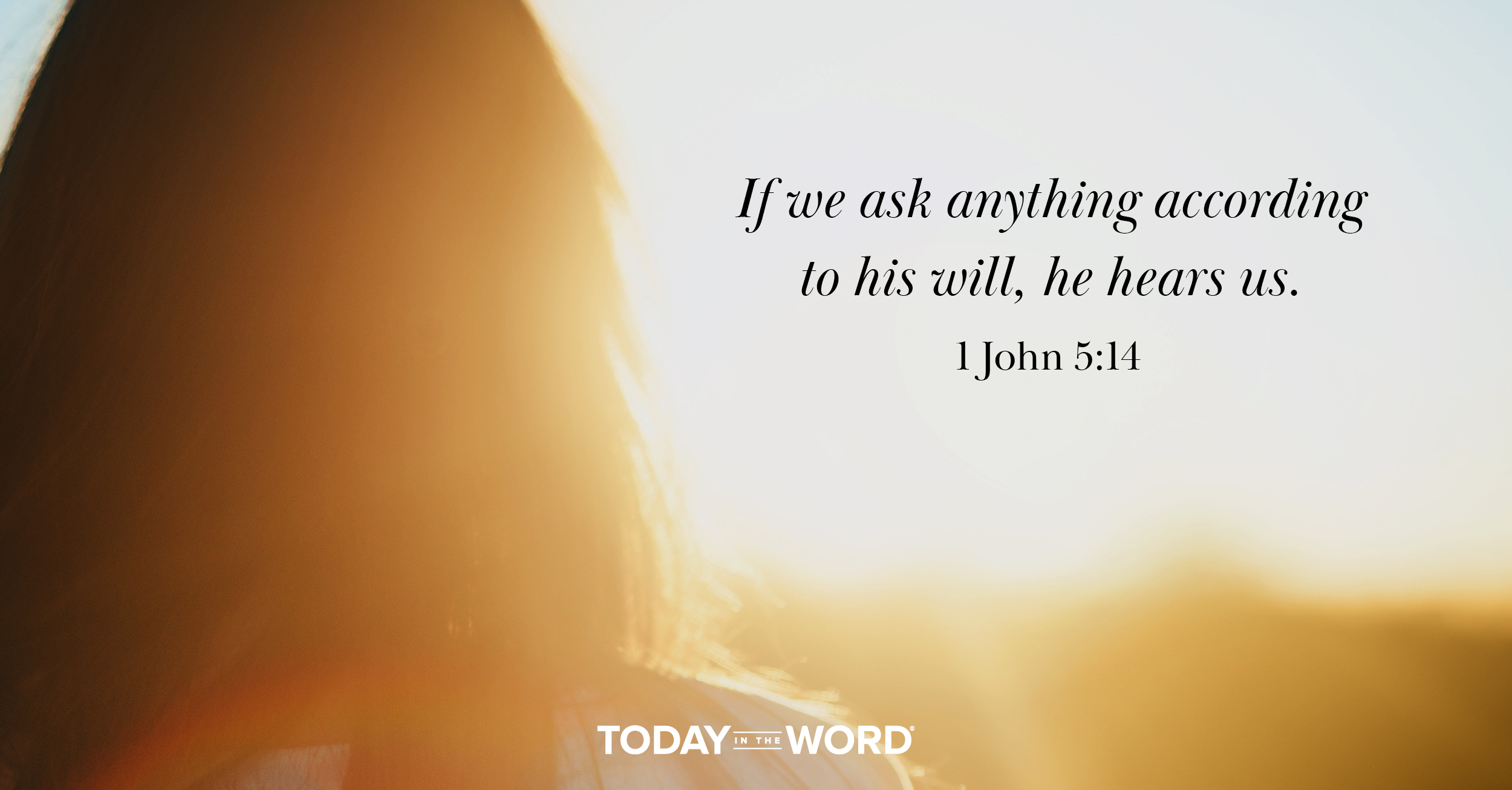 Daily Devotional Bible Verse | 1 John 5:14 If we ask anything according to his will, he hears us.