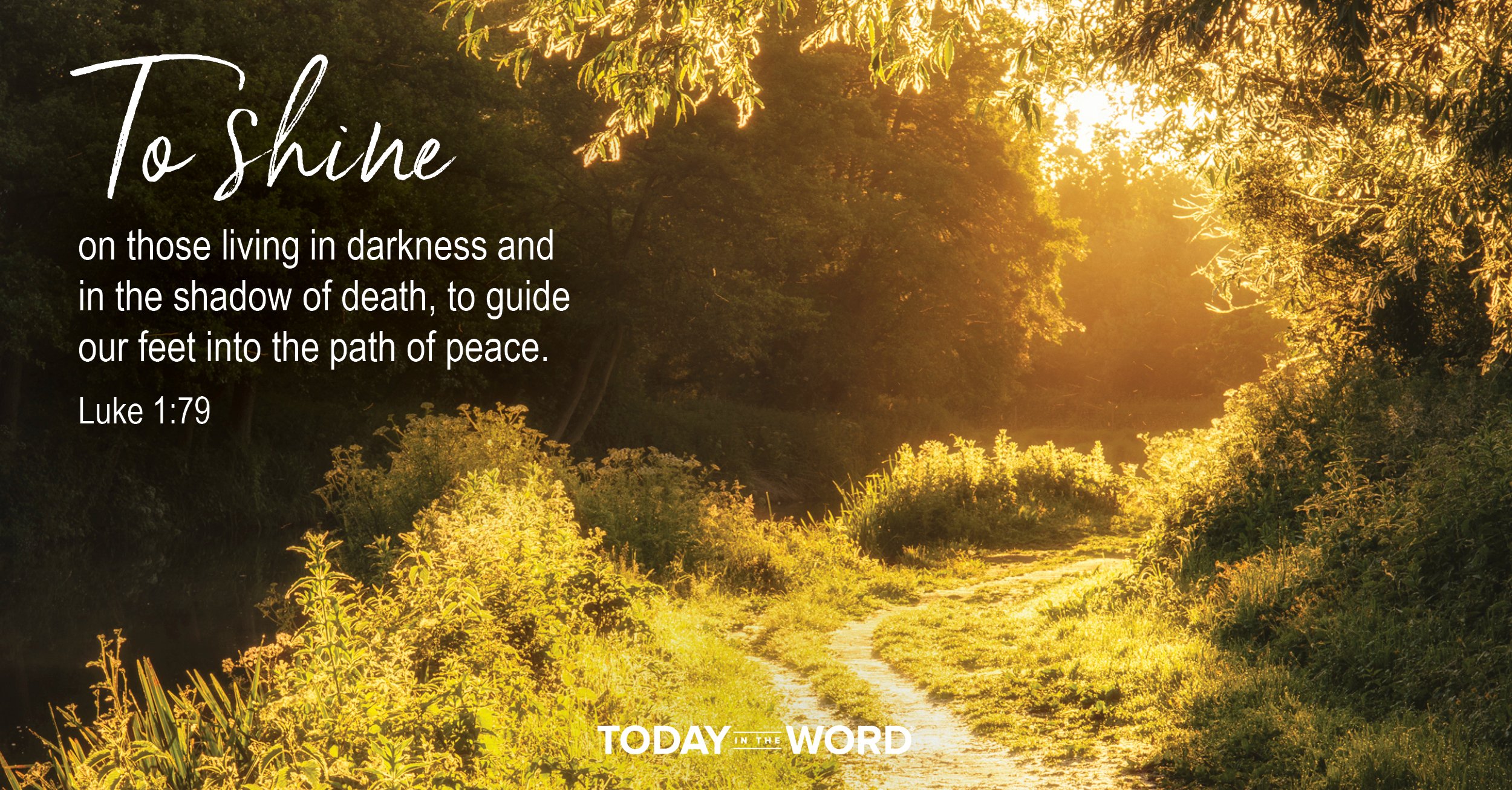 Daily Devotional Bible Verse | Luke 1:79 To shine on those living in darkness and in the shadow of death, to guide our feet into the path of peace.