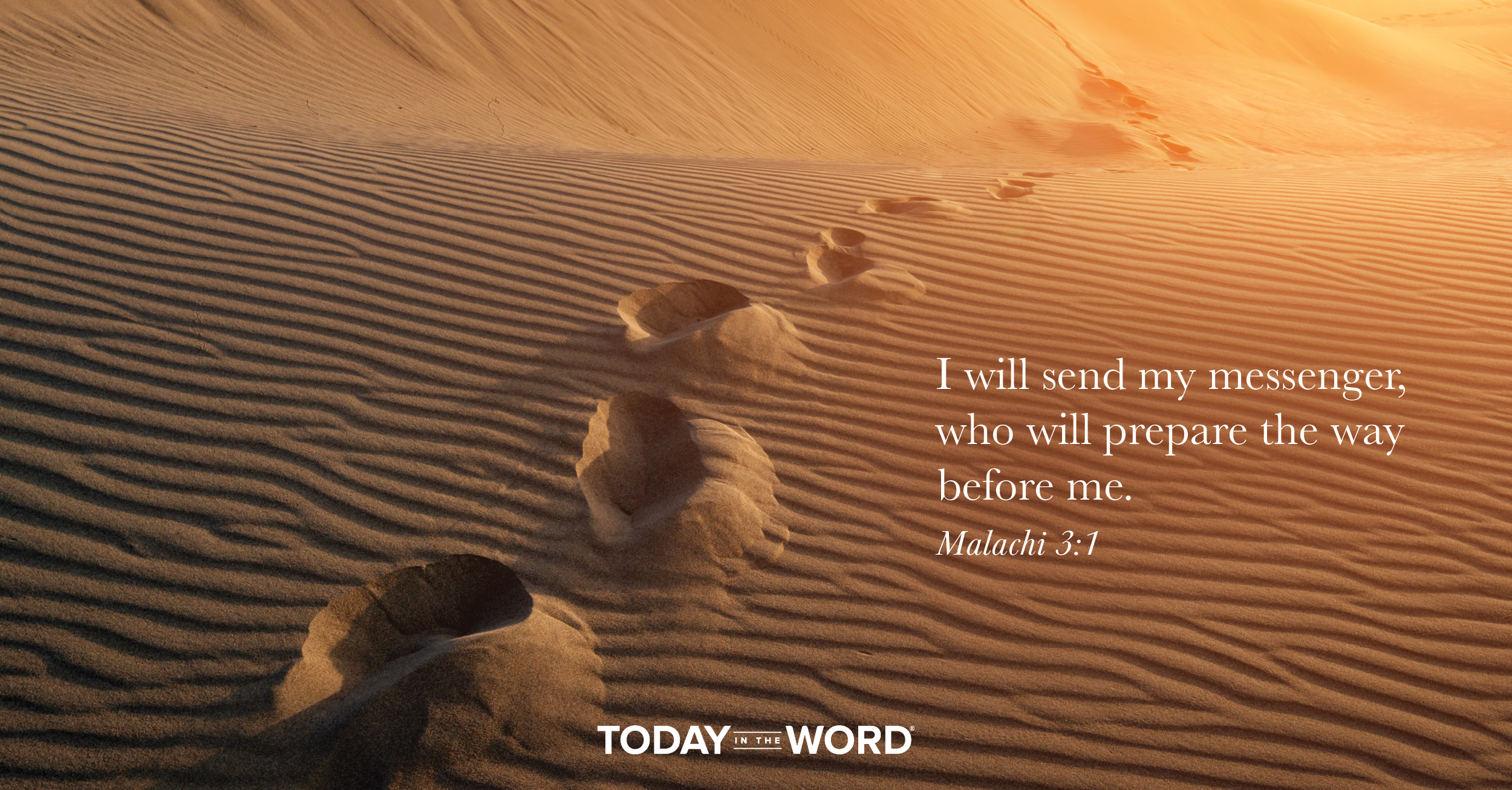 Daily Devotional Bible Verse | Malachi 3:1 I will send my messenger, who will prepare the way before me.