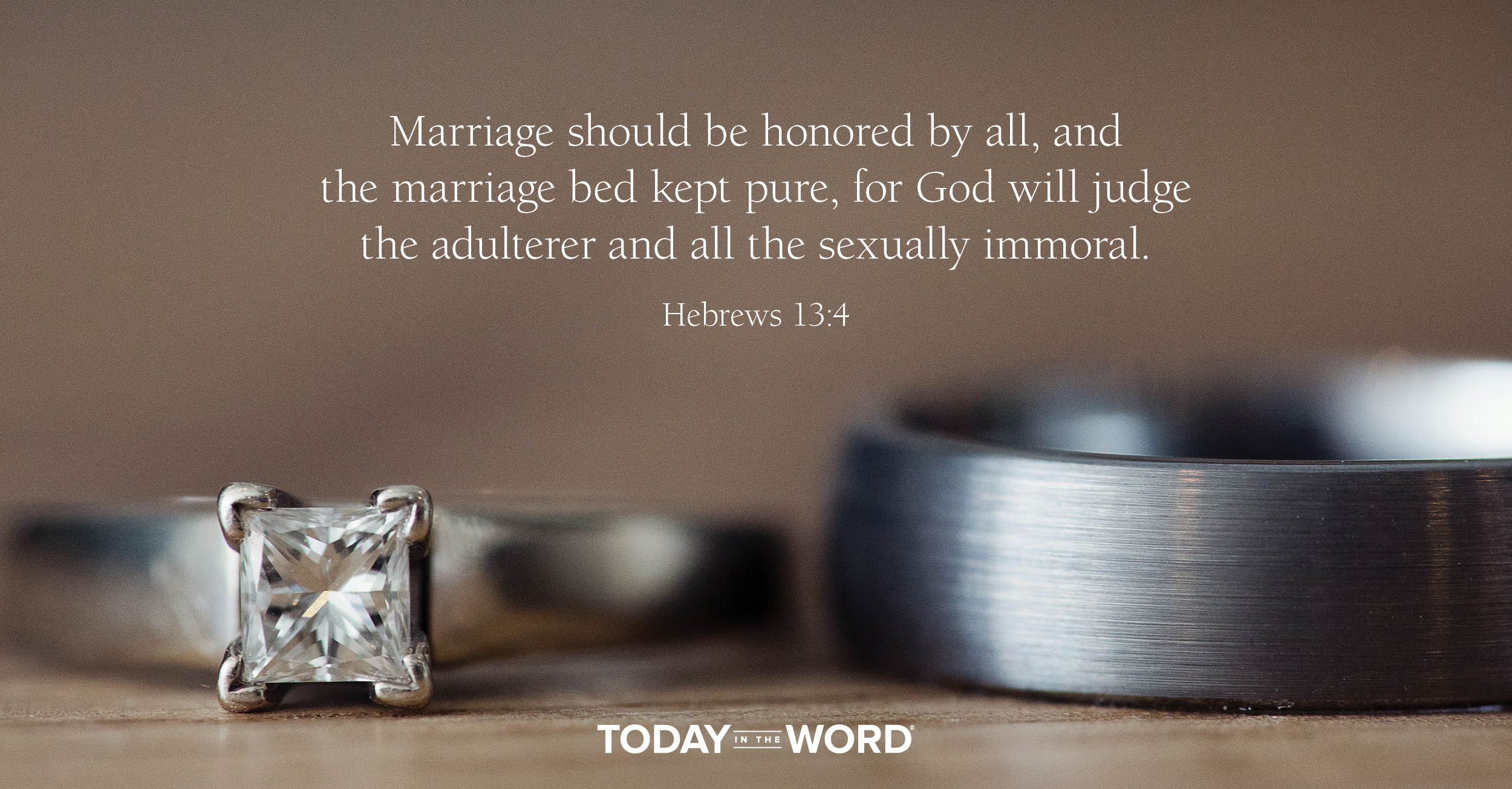 Daily Devotional Bible Verse | Hebrews 13:4 Marriage should be honored by all, and the marriage bed kept pure, for God will judge the adulterer and all the sexually immoral.