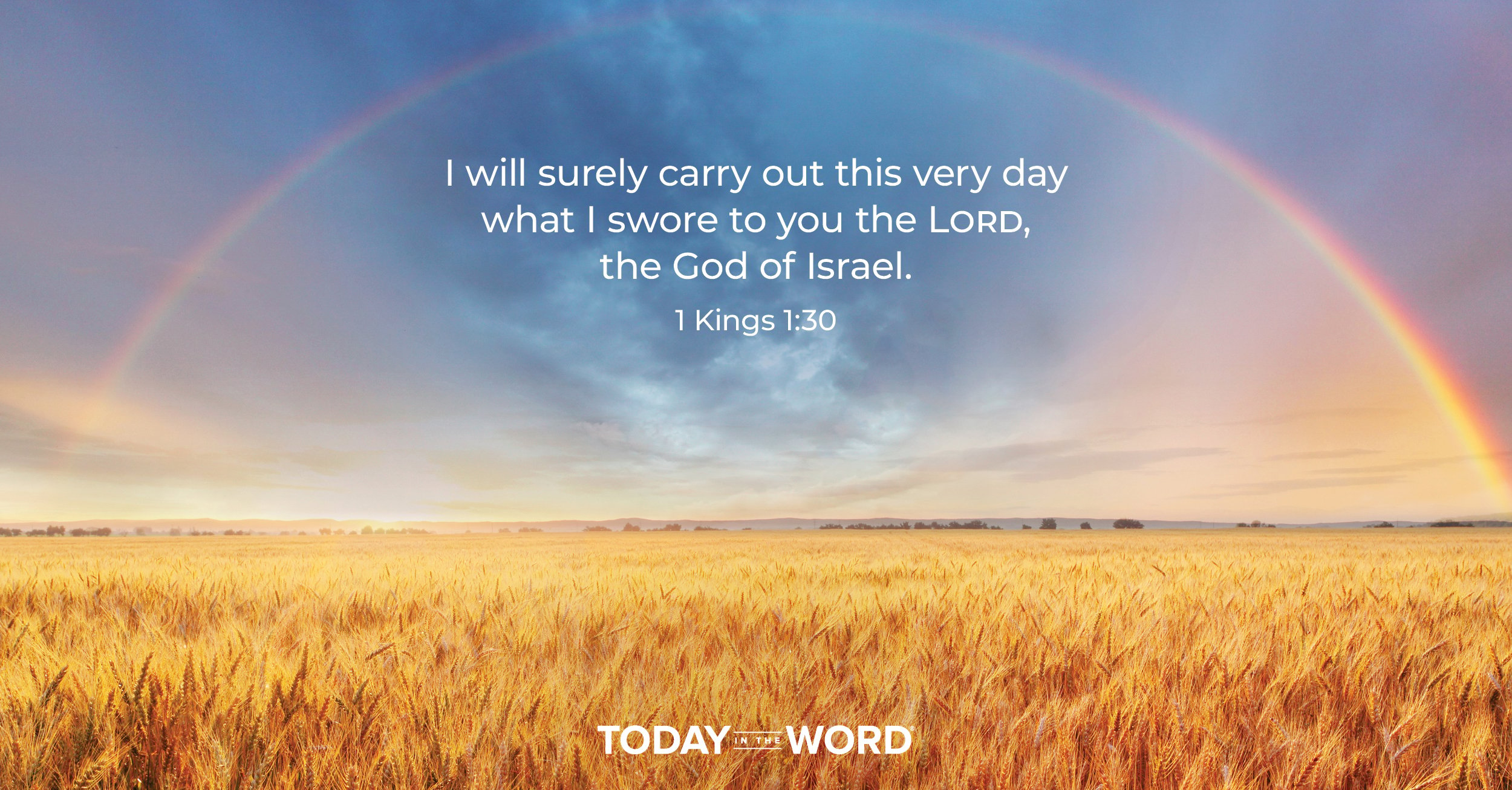 Daily Devotional Bible Verse | 1 Kings 1:30 I will surely carry out this very day what I swore to you the Lord, the God of Israel.