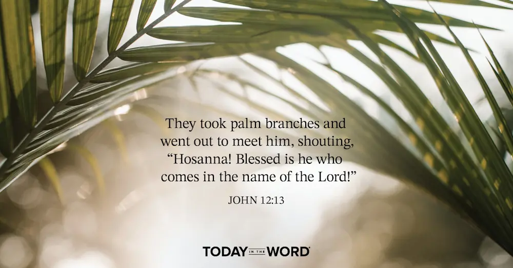 Daily Devotional Bible Verse | John 12:13 They took palm branches and went out to meet him, shouting, "Hosanna! Blessed is he who comes in the name of the Lord!"