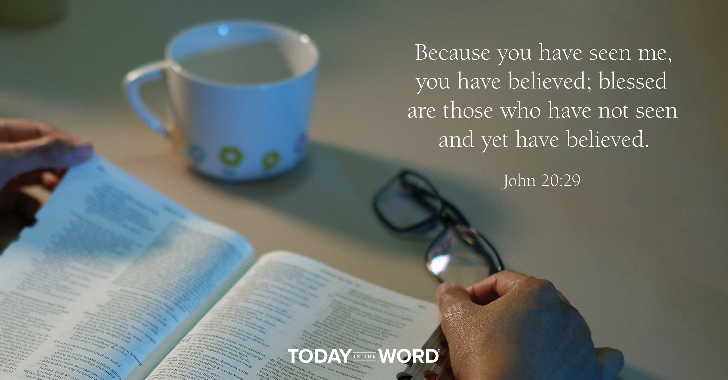 Daily Devotional Bible Verse | John 20:29 Because you have seen me, you have believed; blessed are those who have not seen and yet have believed.