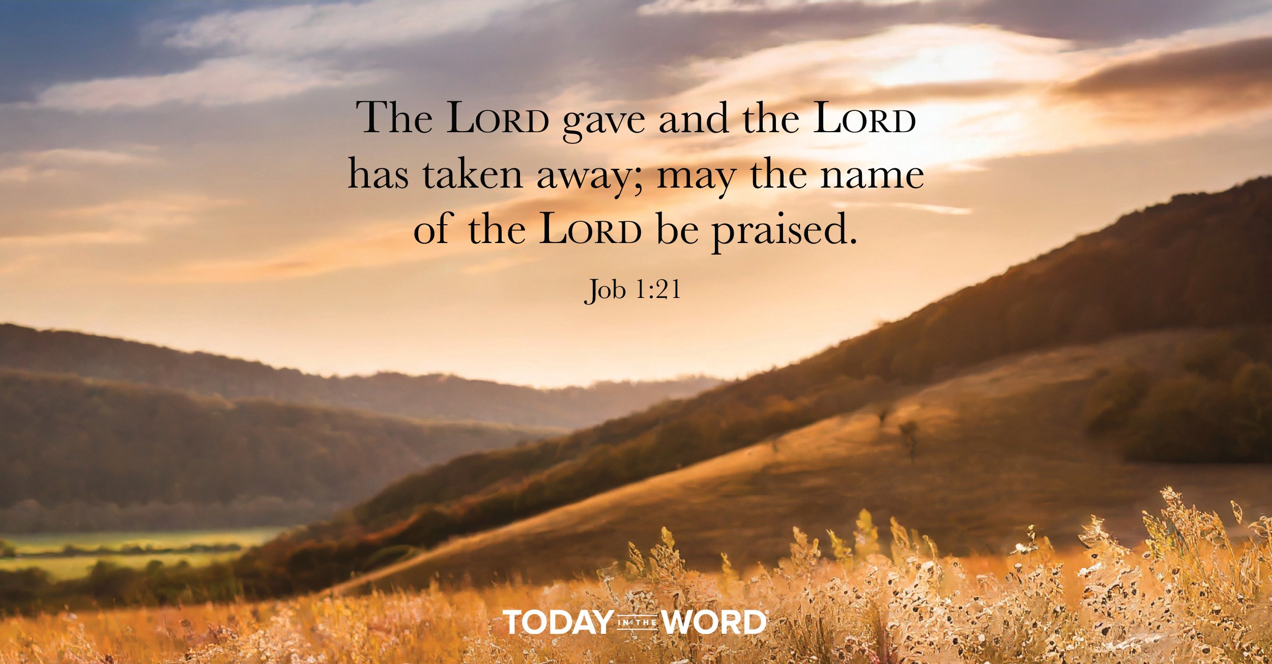 Daily Devotional Bible Verse | Job 1:21 The Lord gave and the Lord has taken away; may the name of the Lord be praised.