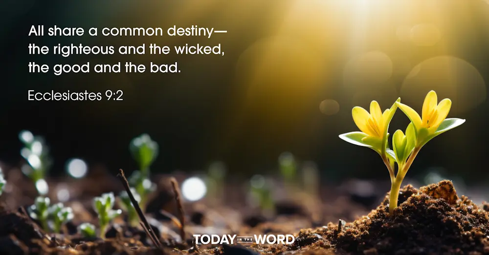 Daily Devotional Bible Verse | Ecclesiastes 9:2 All share a common destiny - the righteous and the wicked, the good and the bad.